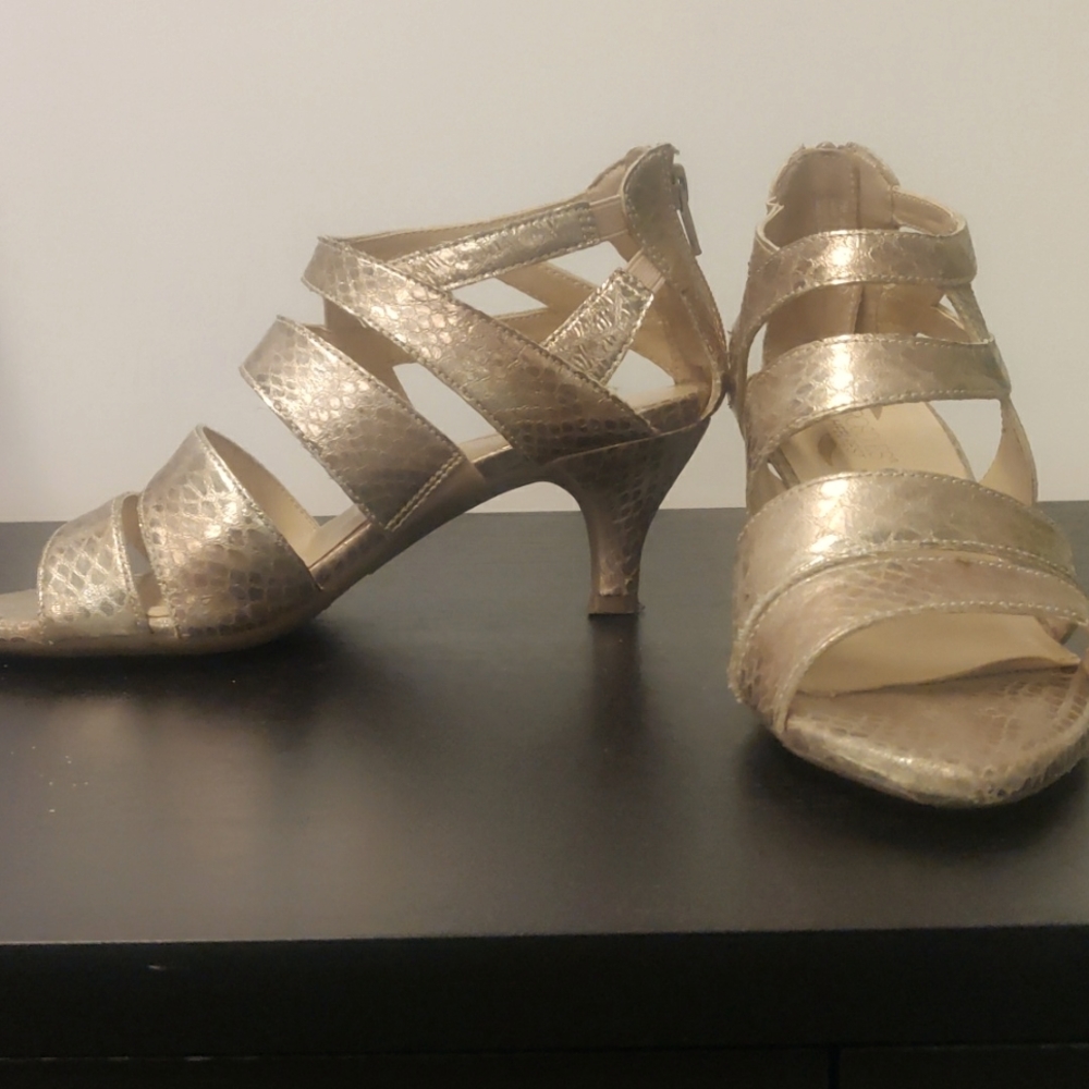 Gold Aerosoles Kitten Heel Sandals